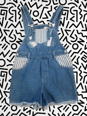 80s/90s Denim Striped Overalls